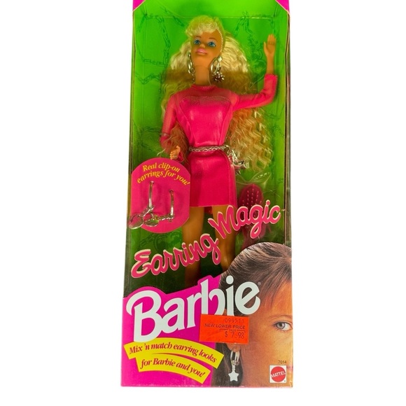 🎀 Barbie Earring Magic Doll 1992 Mattel NIB Blonde Pink Dress 🎀 - Picture 1 of 4